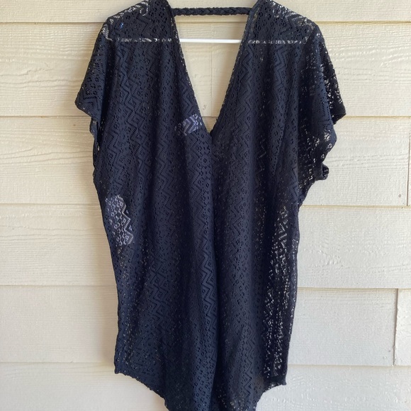 NWT Women’s short sleeve Crochet Cover Up Black - Picture 3 of 5